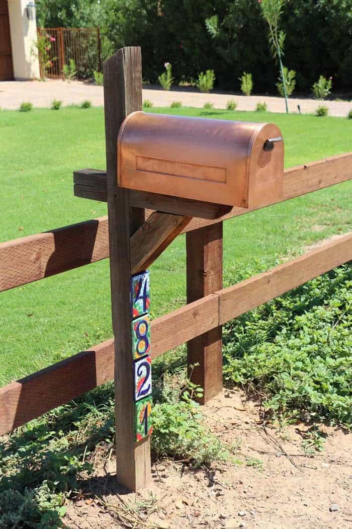 Mailbox Gets Copper Paint, Hand-Painted Tiles