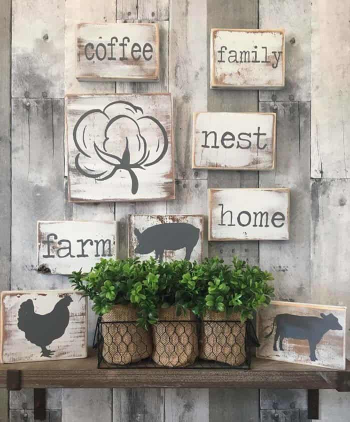 Rustic Farmhouse Kitchen with Hand-Painted Wood Signs