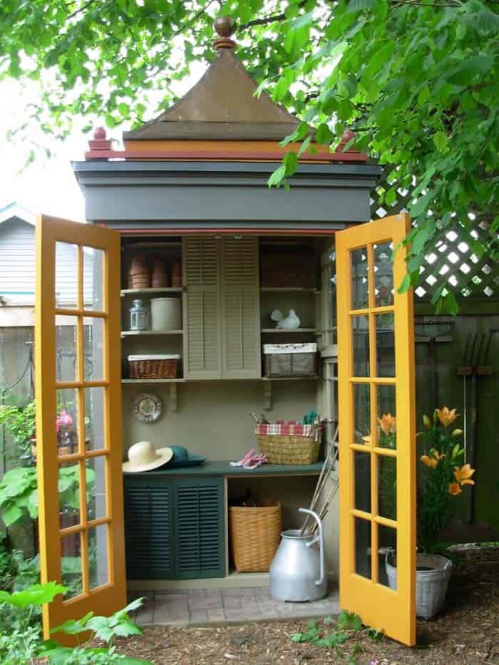 Bright Garden Shed With Shelves