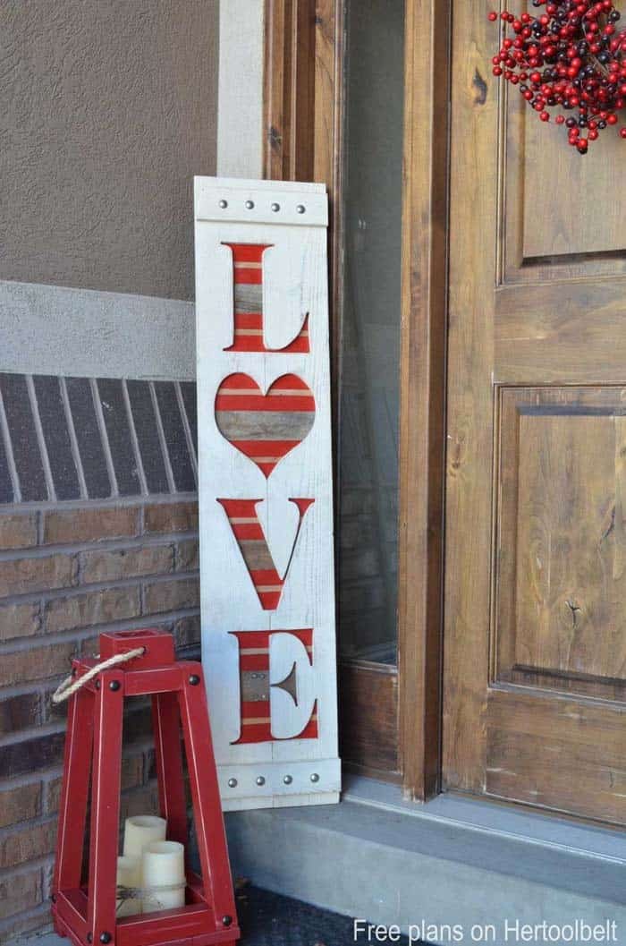 Write a Red LOVE Sign on Pallet Wood