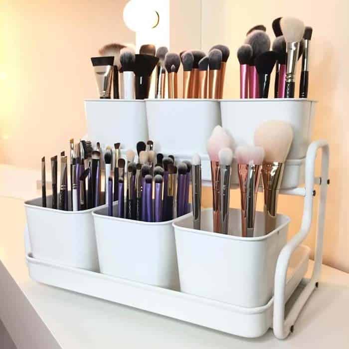 Keep Your Makeup Brushes Neat and Tidy with Metal Baskets