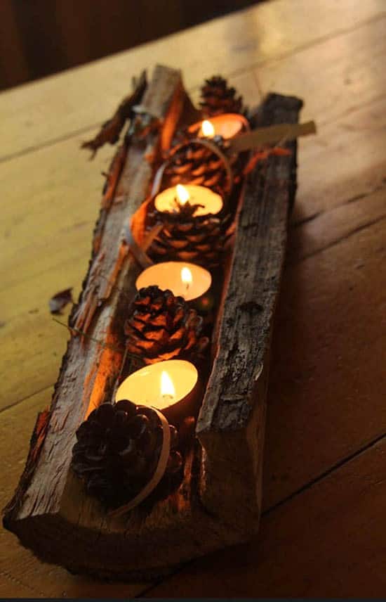 Make a Rustic Table Runner with Pinecones and Candles