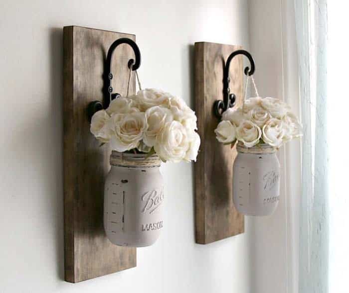 Painted Mason Jar Vases Become Wall Décor