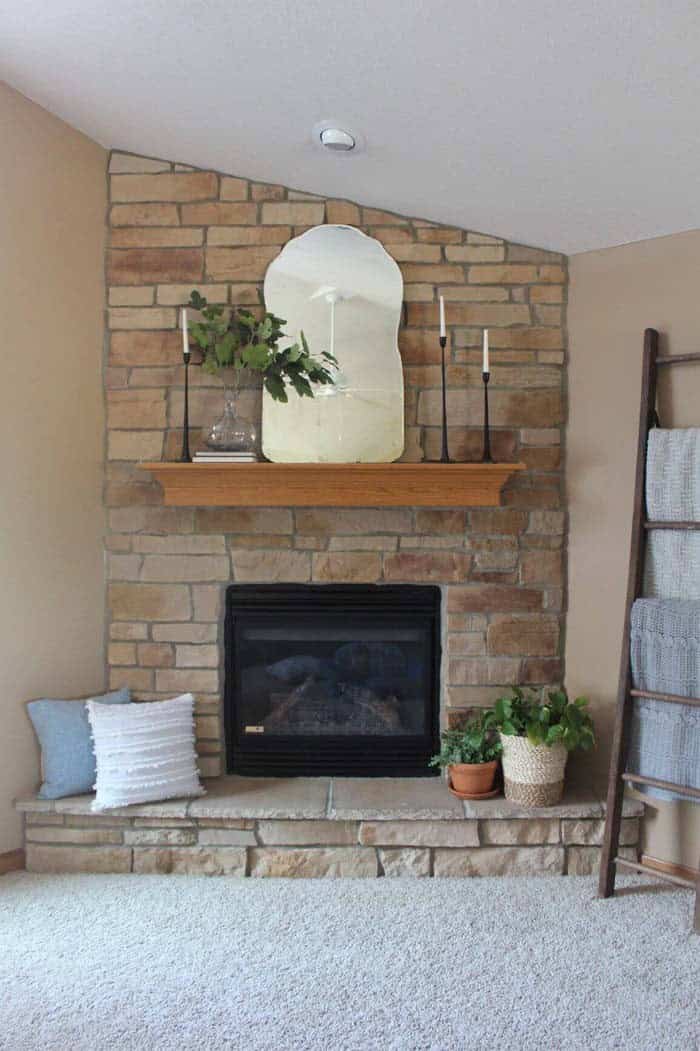 Unwind on Cozy Flagstones Fireplace with Decorative Accents