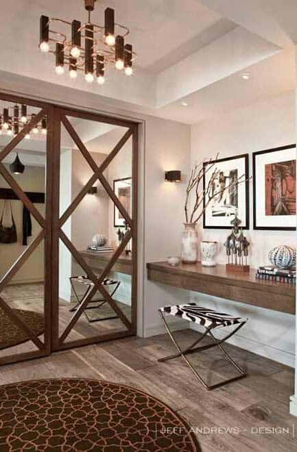 Achieve Modern Look with Criss-Crossed Mirrored Doors