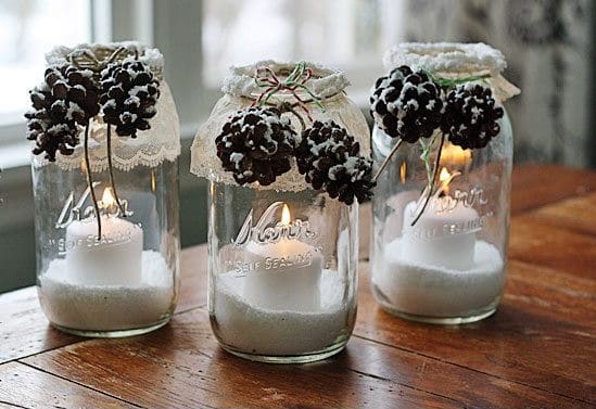 Create Snowy Romantic Mason Jar Luminaries