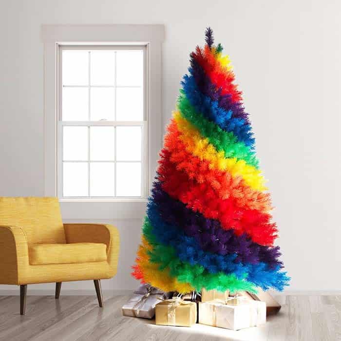 Boldly Decorate Your Room  with a Rainbow Christmas Tree