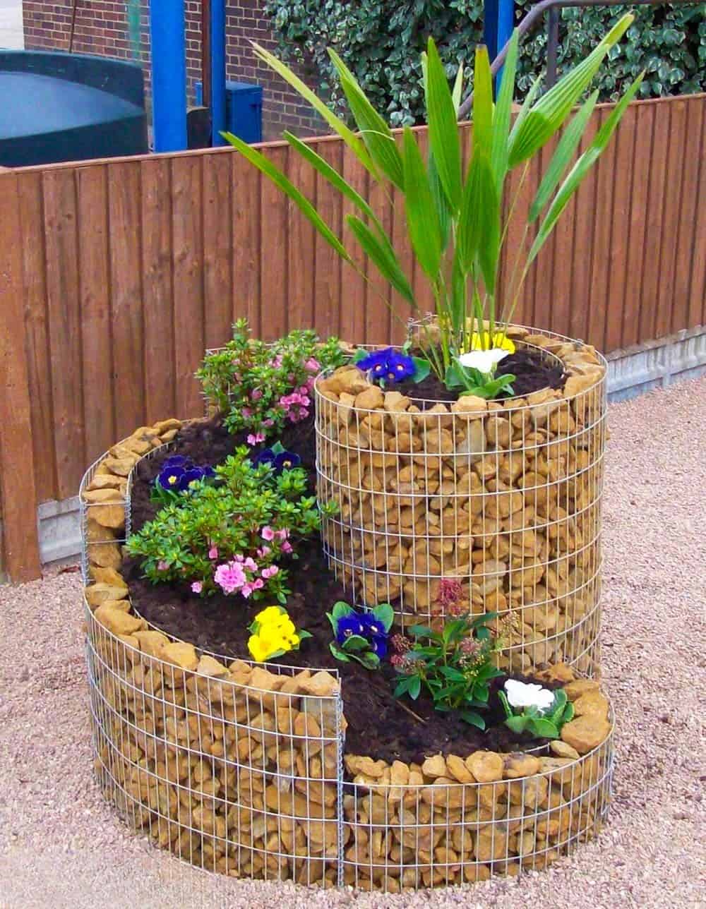 Tiered Gabion Planters