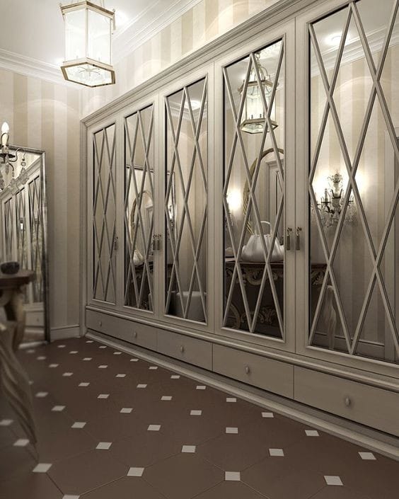 Add Glamour with Diamond Mirrored Closet Doors