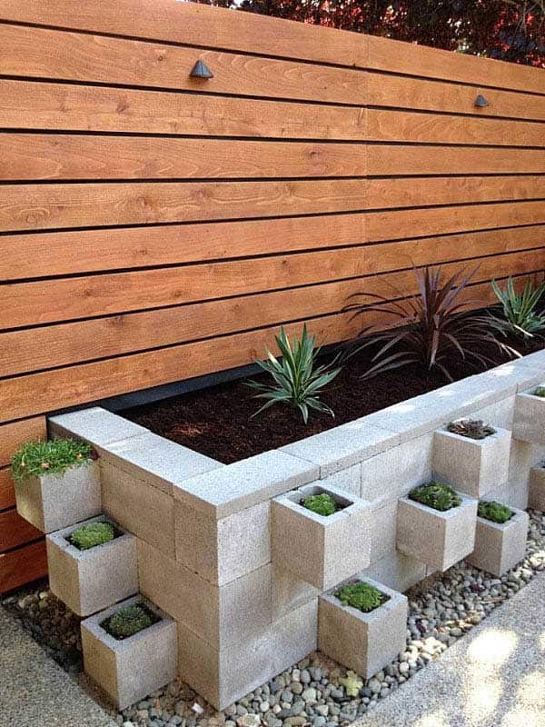 Utilize Cinder Blocks for a Contemporary Garden Bed