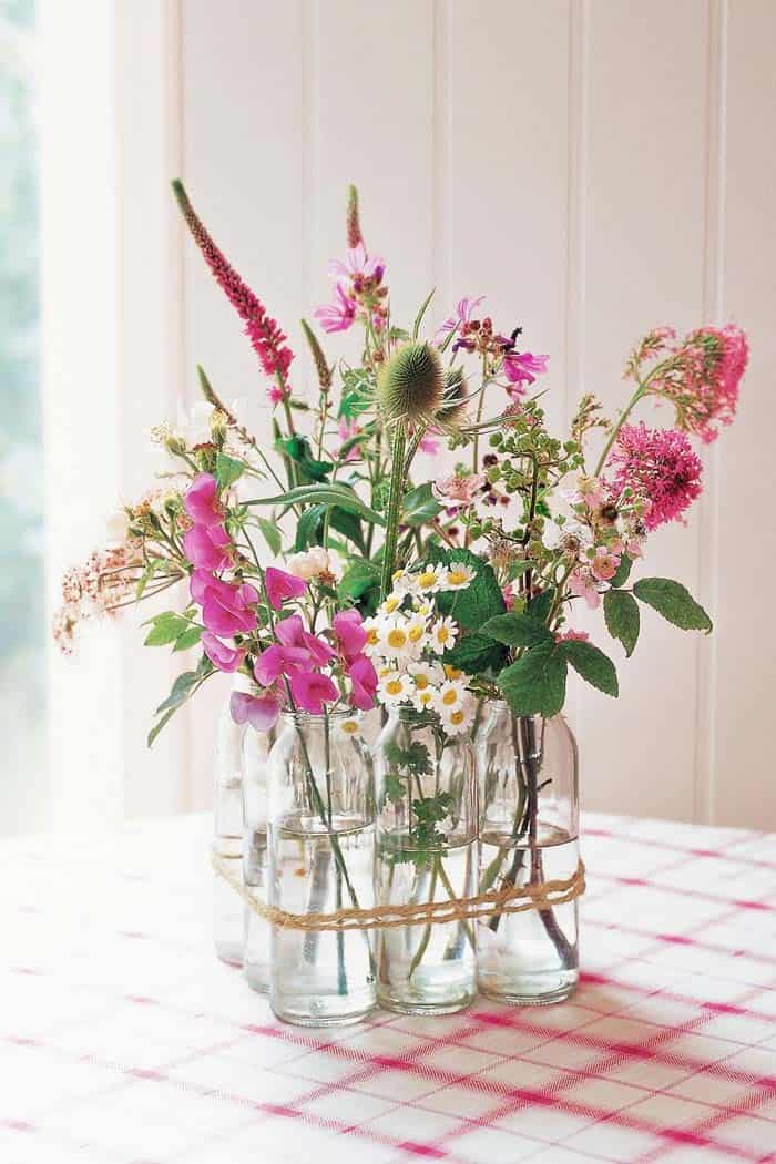 Glass Vase Collection Shows off Wildflowers