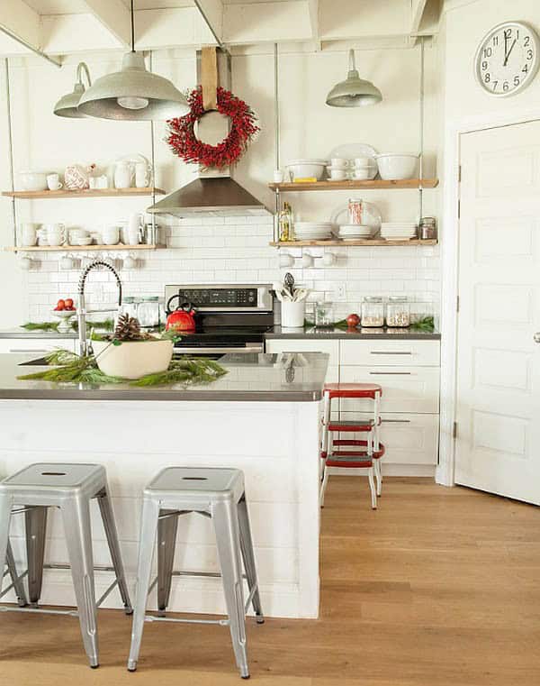 Add Depth to Your Kitchen with a Red Christmas Wreath