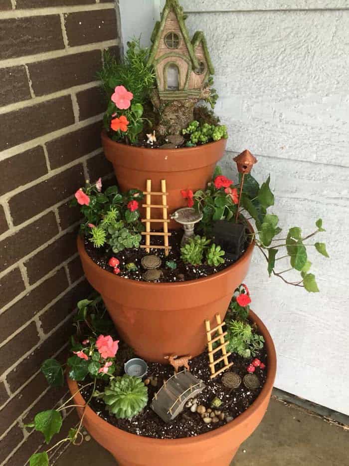 Transform Your Front Door with a Magical Tiered Fairy Garden