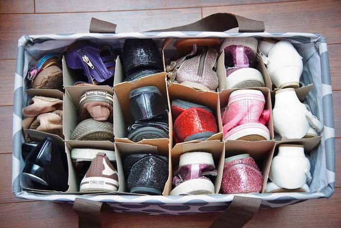 Add Cardboard Inserts for a Basket Full of Shoes