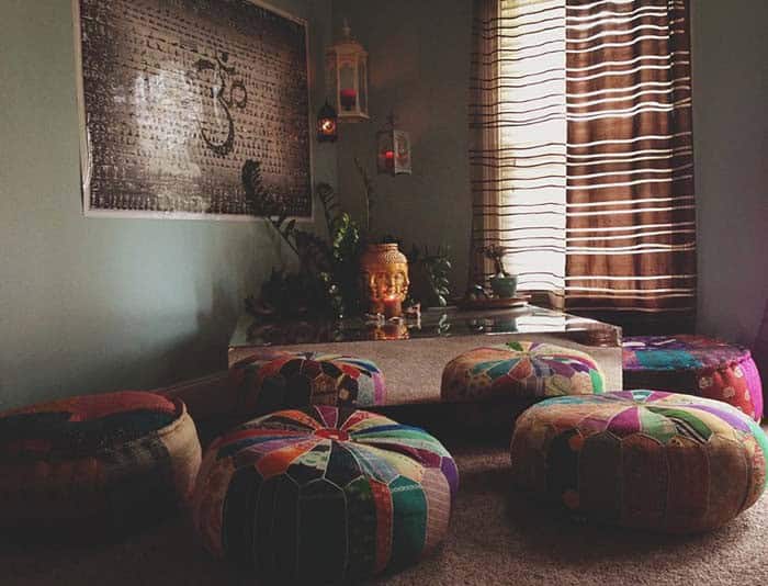 Ottomans Ensure Sitting Places In A Small Meditation Room