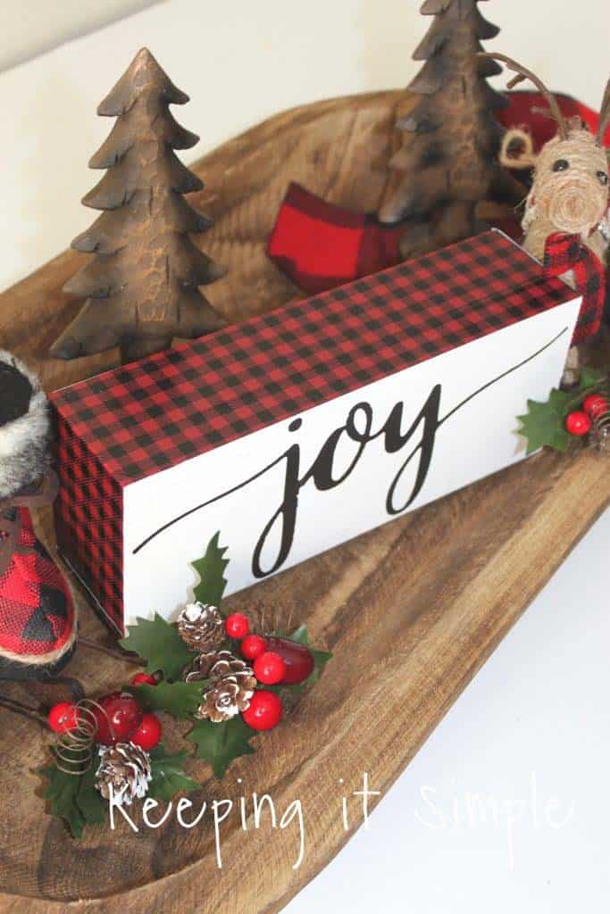 Decorate a Rustic Joy Box with Buffalo Plaid