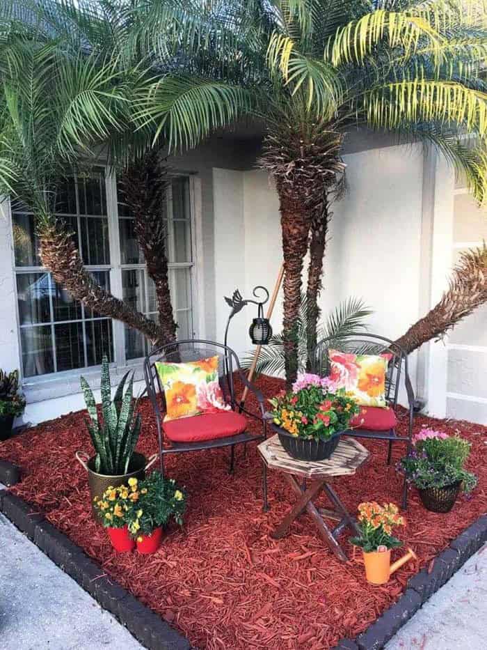 Charming Seating Area With Spring Flowers