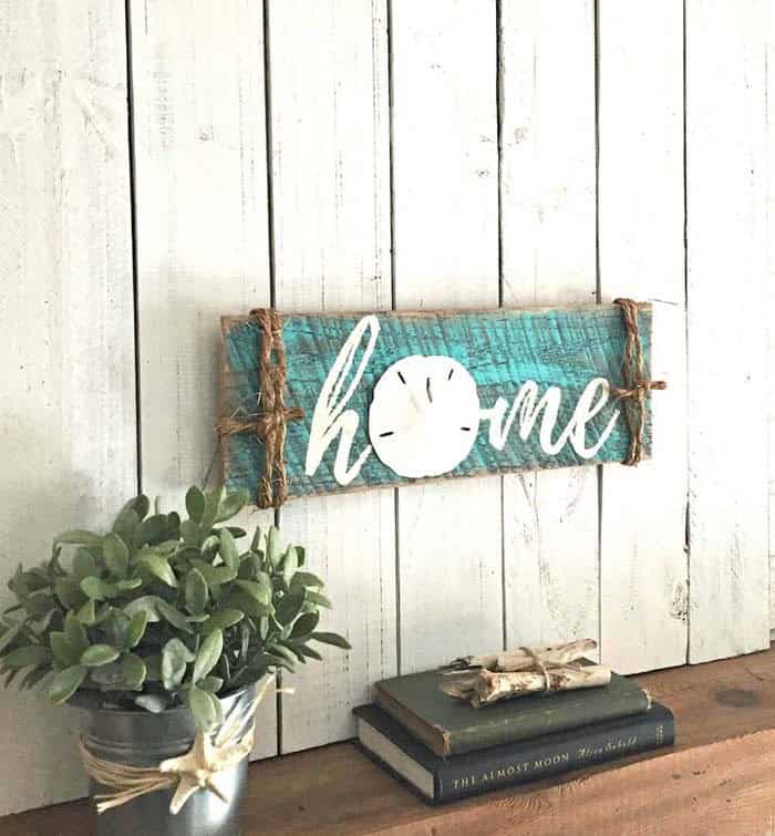 Rustic ‘Home’ Sign for Coastal Farmhouse Decor Ideas