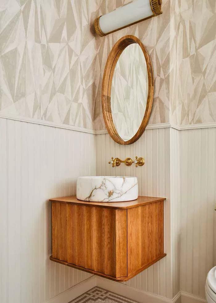 Stylish Corner Powder Room