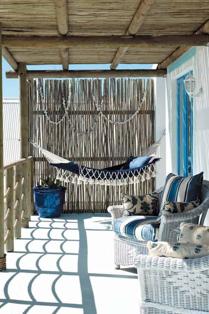 Evoke Beachside Bliss with Blue and White Porch Decor