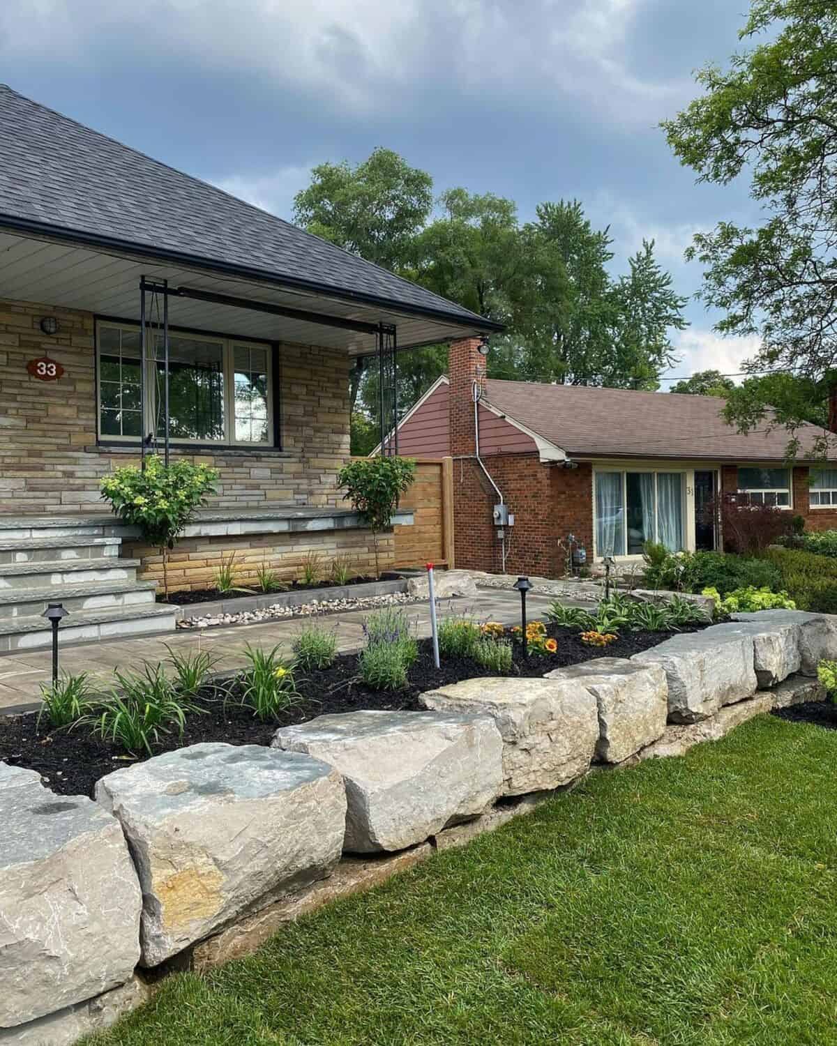 Flower Bed With A Retaining Wall