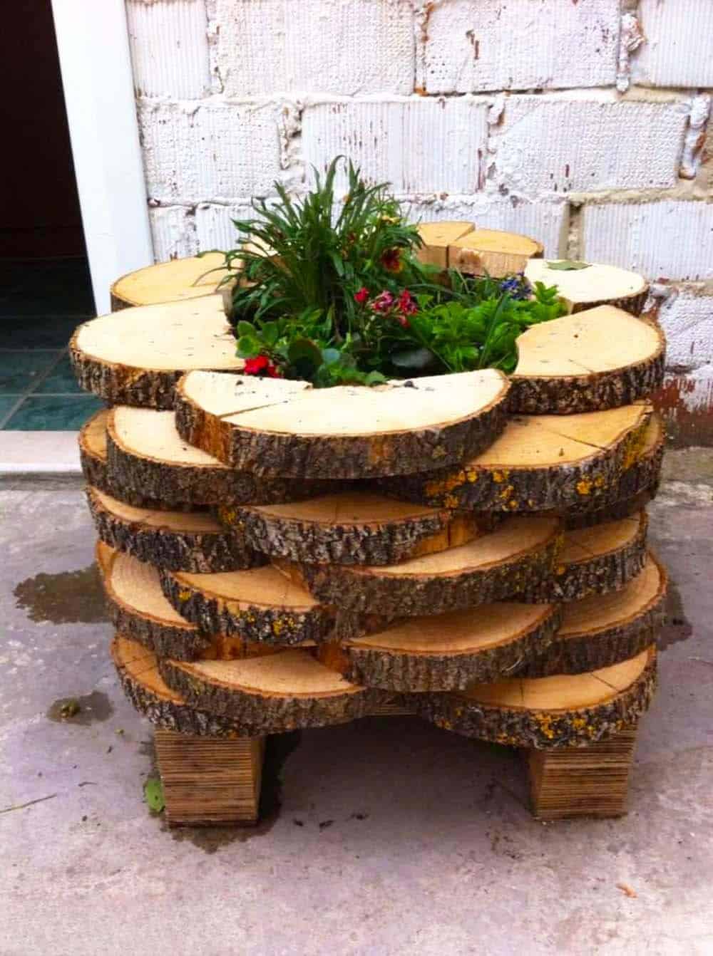 Rustic Log Planter