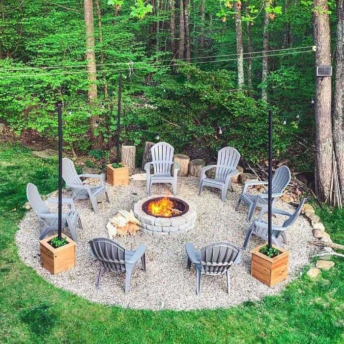 Unwind in Your Gravel Fire Pit with Plastic Adirondack Chairs