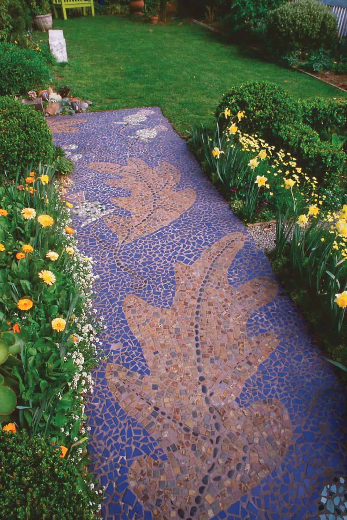 Leaf Pattern Mosaic Walkway