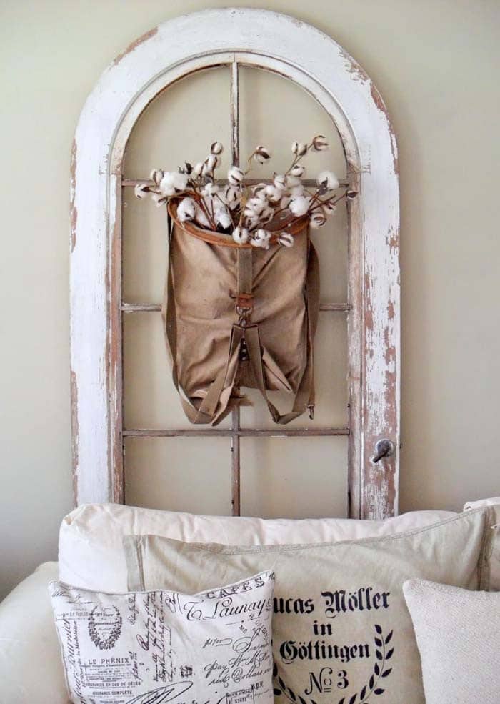 Turn an Upcycled Door into Wall Decor with Rustic Twig Bag