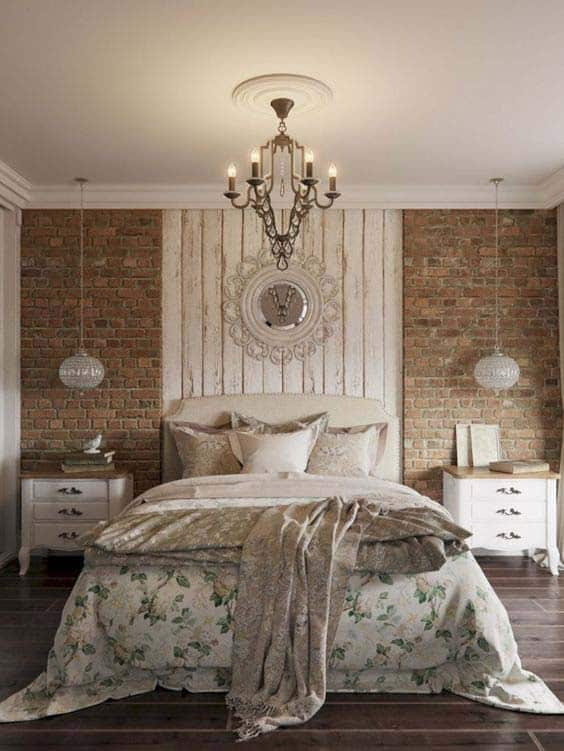 Rustic Wood and Brick Wall in a Woman’s Bedroom