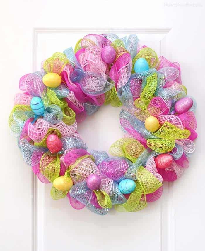 Brightly Colored Easter Wreath for Front Door