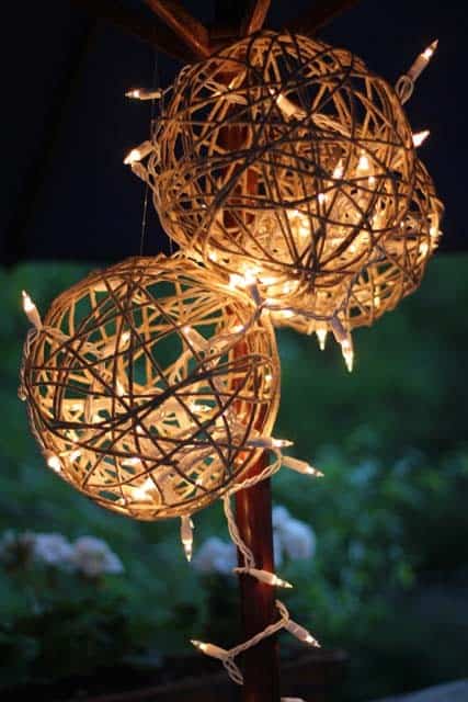 Illuminate Outdoors with Rustic Yarn Christmas Balls