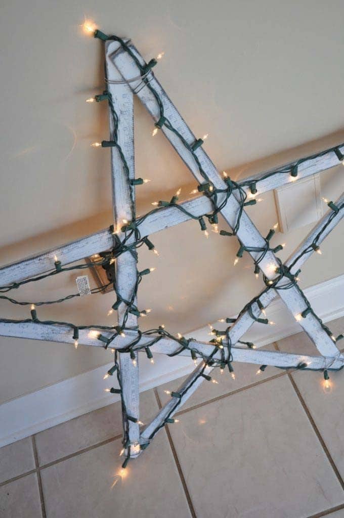 Enhance a Rustic Wooden Star with Christmas Lights