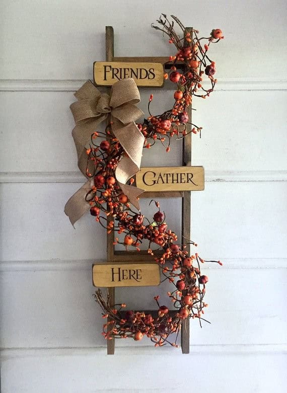 Repurpose a Rustic Ladder into a Fall Centerpiece