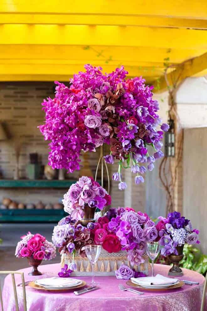 Towering Tropical Fuchsia Centerpiece