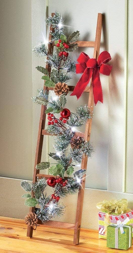 Add Christmas Sparkle with a Holly Berry Leaves Ladder