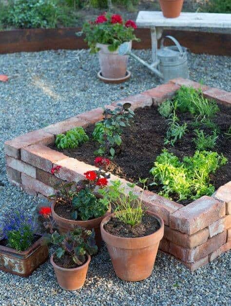 Classic Red Brick Stacked Raised Garden Bed