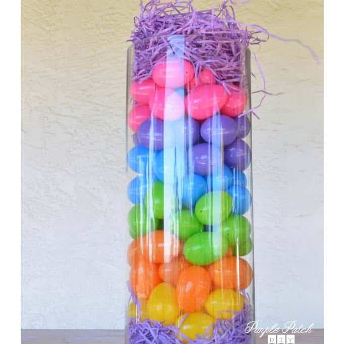 Fill a Tall Vase with Colorful Easter Eggs