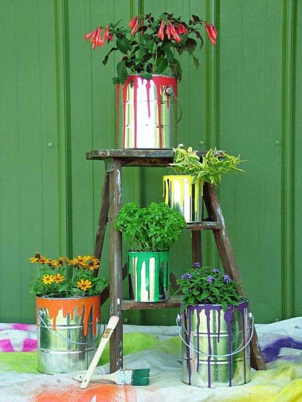 Turn Paint Cans into Flower Containers