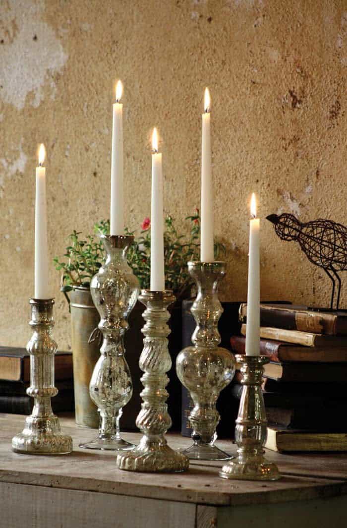 Elegant Mercury-Glass Taper Candle Holders for Refined Décor