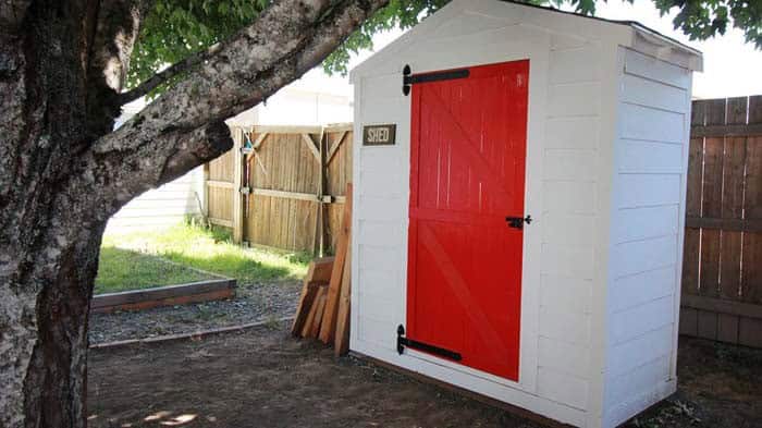 Add A Bold Door For Decorative Shed