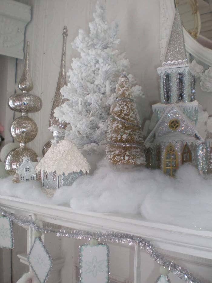 Glittering Snowy Village Display