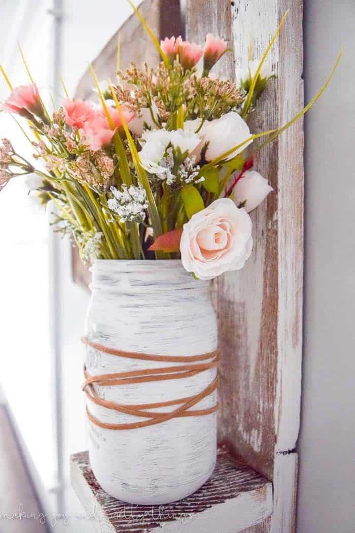 Wildflower Painted Mason Jar Arrangement