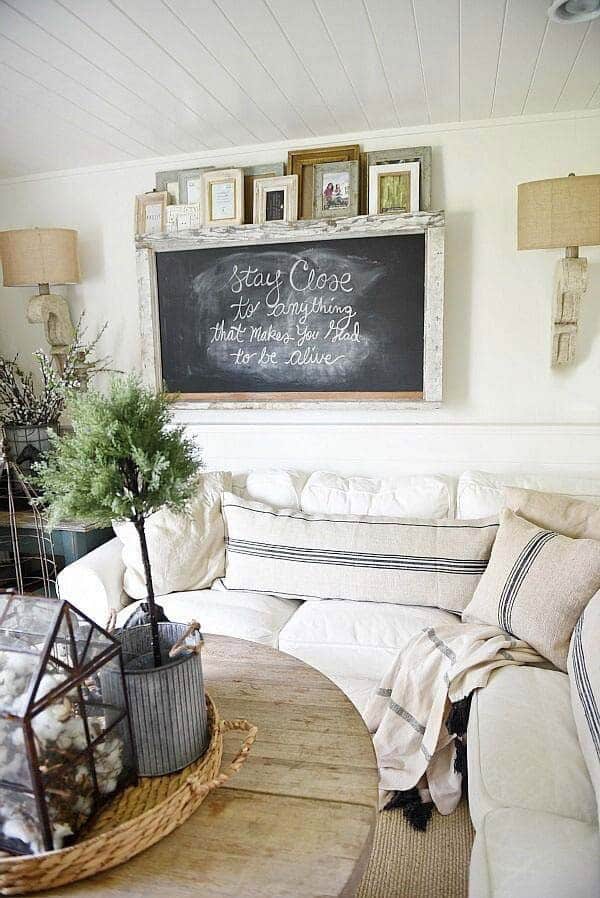 Add Character to a Living Room with a Chalkboard Wall Art