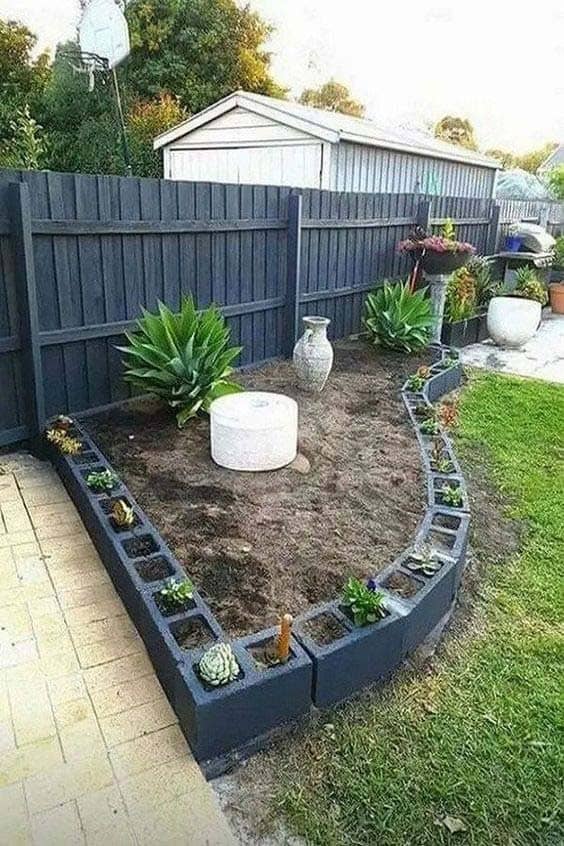 Curved Cinder Block Garden