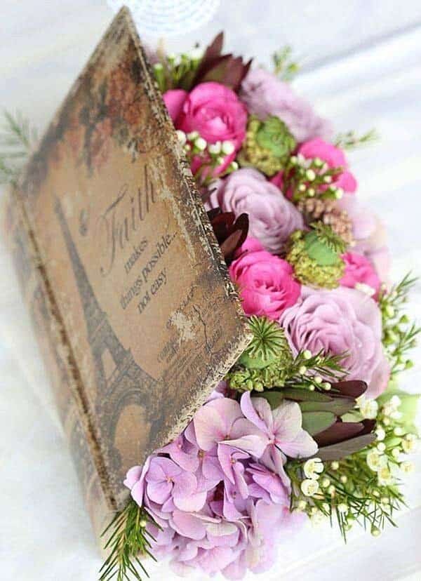 Flower Arrangement in an Old Book