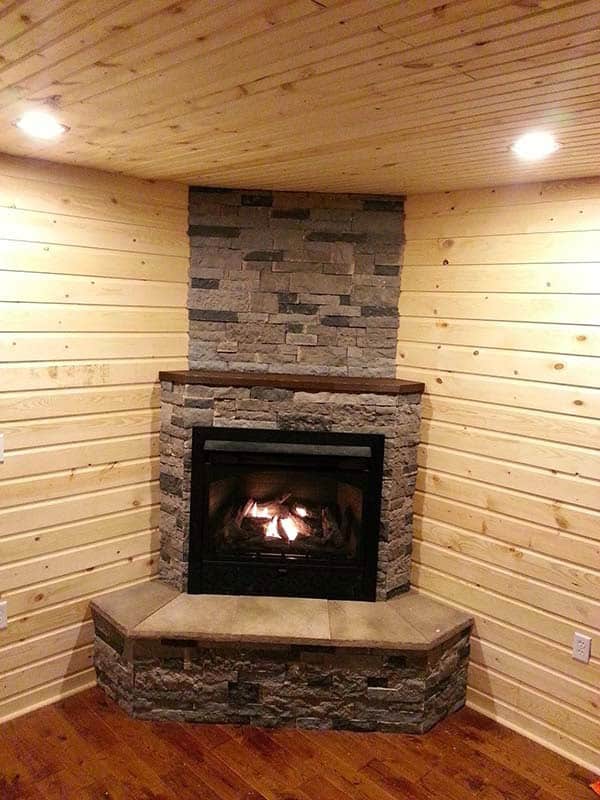 Build a Rustic Corner Fireplace with Stone and Wood