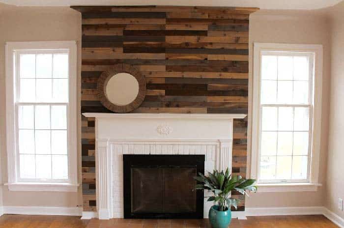 Be Charmed with a Rustic Reclaimed Wood Fireplace Wall