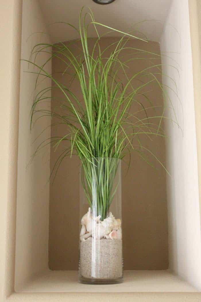 Coastal Vase Arrangement with Seashells and Seagrass