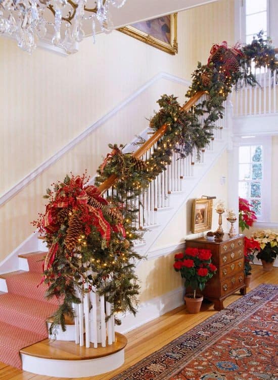 Light Up Your Staircase with a Festive Christmas Garland